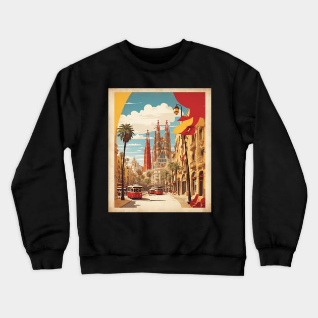 Cathedral of the Holy Cross and Saint Eulalia Barcelona Spain Travel Tourism Retro Vintage Crewneck Sweatshirt by TravelersGems